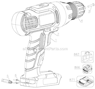 Page A Diagram and Parts List for SSL20SB-2 Type 1 Black and Decker Electric Drill